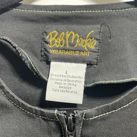 Bob Mackie Emboidered Cockatoo Florals Zip Jacket Artsy Women's Large - Picture 8 of 8